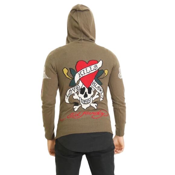 NWT! Ed Hardy Love Kills Slowly Lambswool/Alpaca Blend Sweater - XL (Unisex) - Picture 1 of 9
